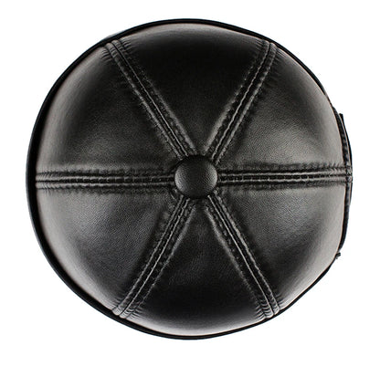 Real Leather Retro Hat Casual Landlord Chinese-Style Hat Genuine Leather Cap Thin Round Caps Fashion Winter Autumn Luxury Hats