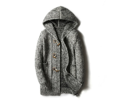 Winter Men's Knitted Sweaters Fashion Man Mid-Long Knitted Sweater Hooded Coats Casual Widnbreaker Cardigan Jackets Clothing