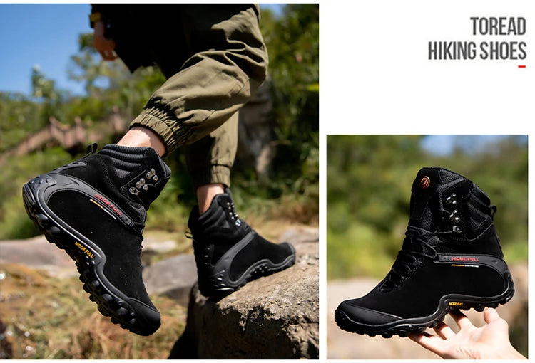 Cow Leather Men Winter Hiking Boots For Women Outdoor Waterproof Treeking Snow Shoes Climbing Mountain Hunting Walking Sneakers