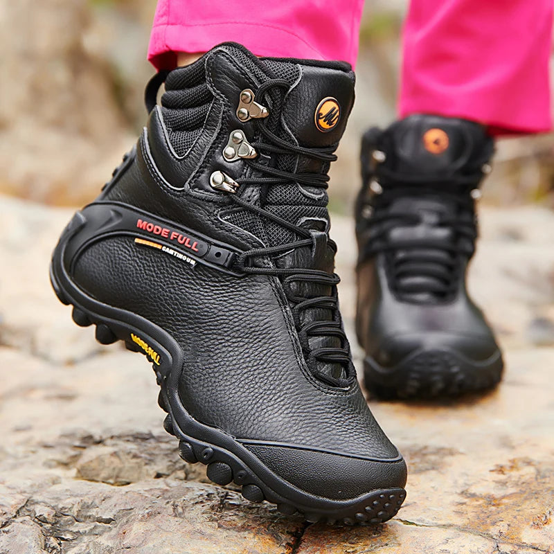 Cow Leather Men Winter Hiking Boots For Women Outdoor Waterproof Treeking Snow Shoes Climbing Mountain Hunting Walking Sneakers