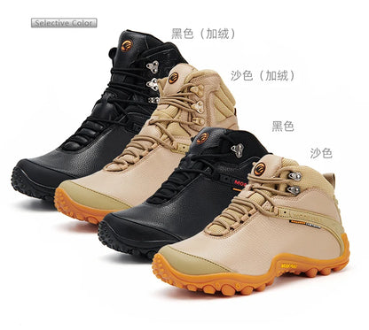 Cow Leather Men Winter Hiking Boots For Women Outdoor Waterproof Treeking Snow Shoes Climbing Mountain Hunting Walking Sneakers