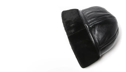 Wholesale New Fashion 2020 Hot Sale 100% High Quality Genuine Round Leather Hats Men Women Winter Warm Sheep leather Cap