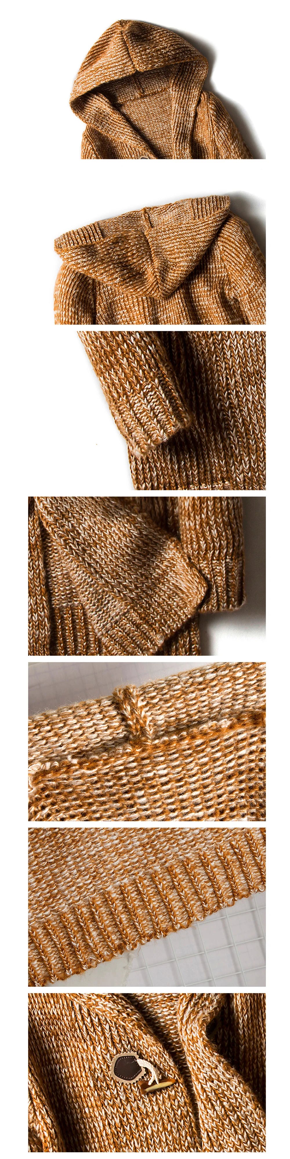 Winter Men's Knitted Sweaters Fashion Man Mid-Long Knitted Sweater Hooded Coats Casual Widnbreaker Cardigan Jackets Clothing