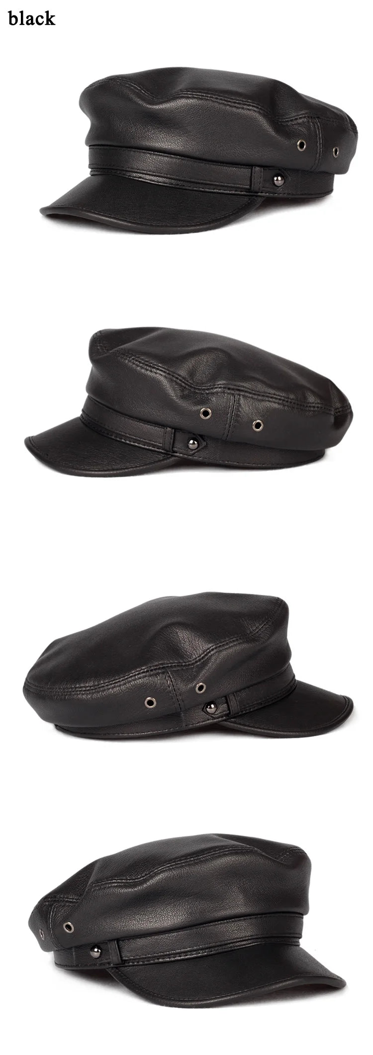 100% Leather hat Men Women Unisex Students Navy Caps Homme Locomotive Duck Tongue Flat Top Gorras Newsboy Korean Fashion Chapeu