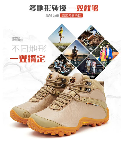 Cow Leather Men Winter Hiking Boots For Women Outdoor Waterproof Treeking Snow Shoes Climbing Mountain Hunting Walking Sneakers
