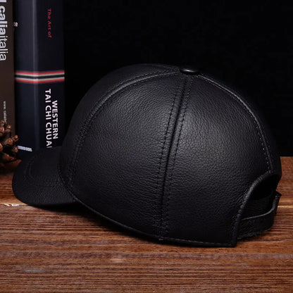 2025 Men's genuine leather baseball cap hat brand new style spring brand new style winter Russian warm one fur caps hats