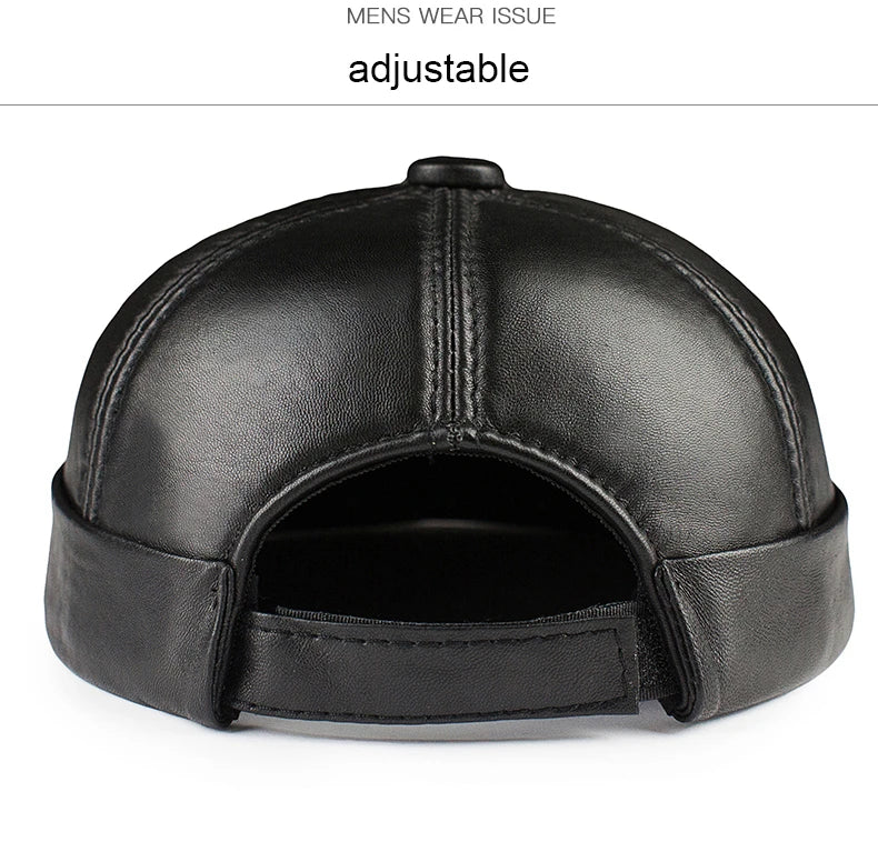 Real Leather Retro Hat Casual Landlord Chinese-Style Hat Sheepskin Cap Thin Round Caps Fashion Winter And Autumn Luxury Hats