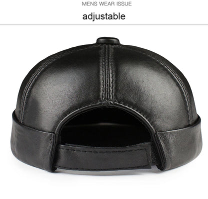 Real Leather Retro Hat Casual Landlord Chinese-Style Hat Sheepskin Cap Thin Round Caps Fashion Winter And Autumn Luxury Hats