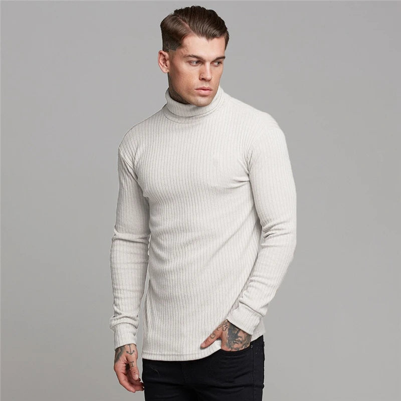 Winter Fashion Warm Hooded Sweaters Men Turtleneck Mens Sweaters Slim Fit Pullover Men Classic Sweter Man Knitwear Pull Homme