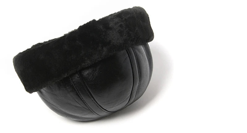 Wholesale New Fashion 2020 Hot Sale 100% High Quality Genuine Round Leather Hats Men Women Winter Warm Sheep leather Cap