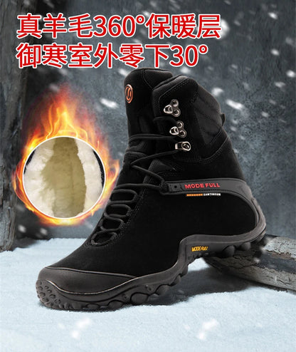 Cow Leather Men Winter Hiking Boots For Women Outdoor Waterproof Treeking Snow Shoes Climbing Mountain Hunting Walking Sneakers