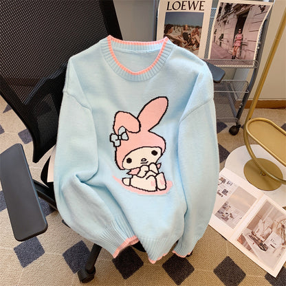 Hot Kawaii Sanrios My Melody Autumn Winter Sweaters for Girls Sweet and Cute Loose Sweatshirts for Couples Casual Versatile Tops