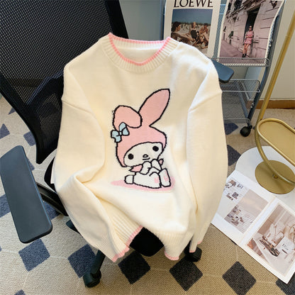 Hot Kawaii Sanrios My Melody Autumn Winter Sweaters for Girls Sweet and Cute Loose Sweatshirts for Couples Casual Versatile Tops