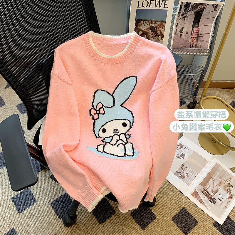 Hot Kawaii Sanrios My Melody Autumn Winter Sweaters for Girls Sweet and Cute Loose Sweatshirts for Couples Casual Versatile Tops