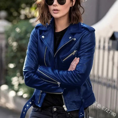 Women's Leather Coat Women Short Slim-Fit New Biker's Leather Jacket Winter Autumn Leather Jackets Coats