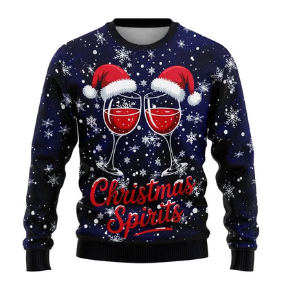 Merry Christmas Wine Ugly Christmas Sweaters For Men Women Wine Bottle Printes Pullover Sweatshirts New In Christmas Jumper