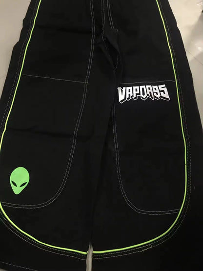 Jeans Spring and Autumn European and American wide-leg loose alien pattern trousers 2024 new high street trend hip-hop men