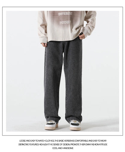 Jeans men's spring and summer 2025 new style trend straight versatile casual pants loose wide-leg mopping trousers