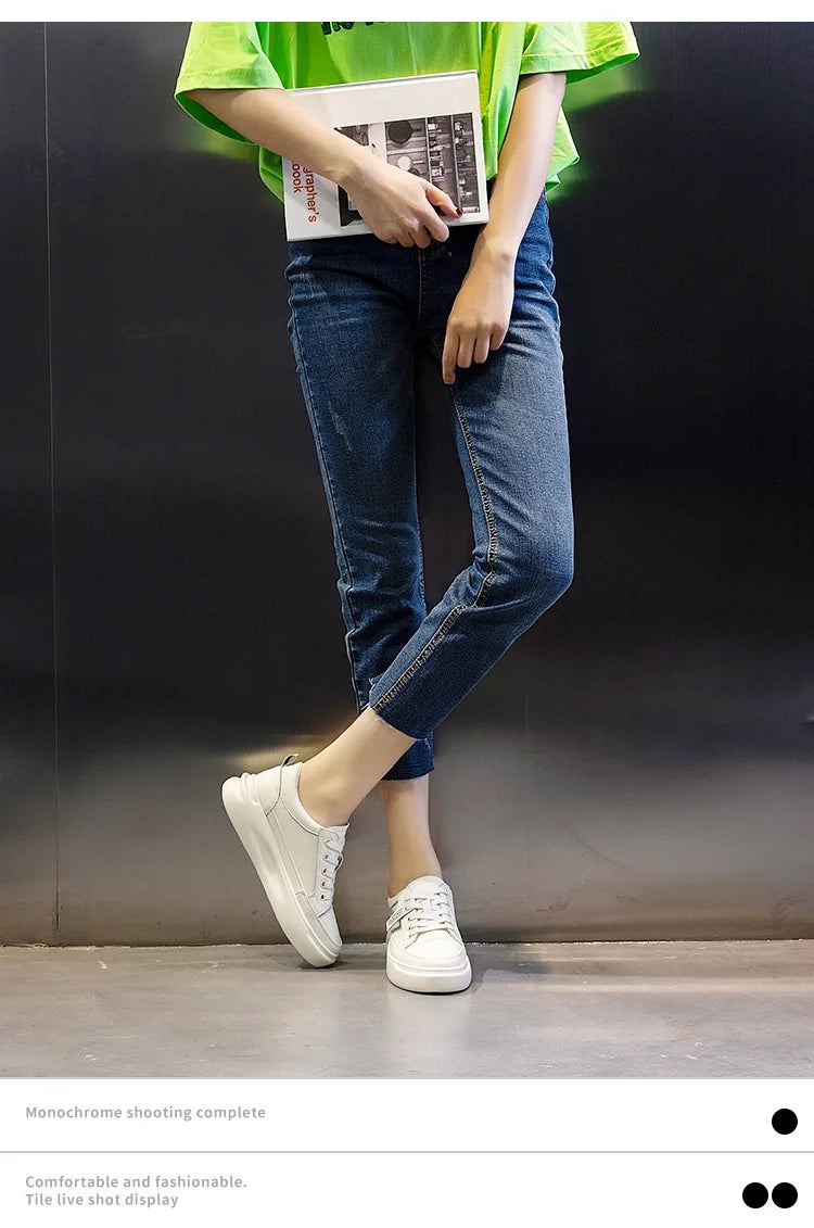 Leather sneakers 2025 Autumn/winter New Single Shoe Thick Soled Women's Shoes Flat Soled Shoes Casual Shoe Women's Board Shoes