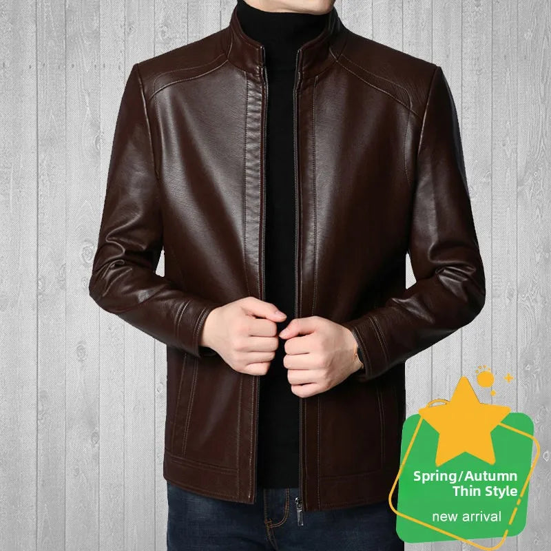 Warmth Thiened Real Leather Jaet Men's Casual Busin Sle eepskin Coat Dad Coat Loose Fit Winter Outerwear