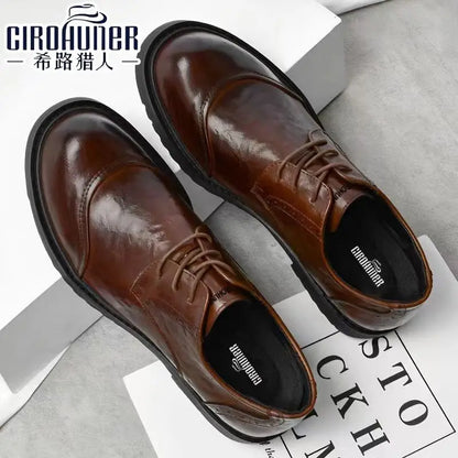 2025 Soft Leather Men's High-end Leather Trendy Business Casual Tooling Big Head Thick Sole Non-slip Loafers Shoes