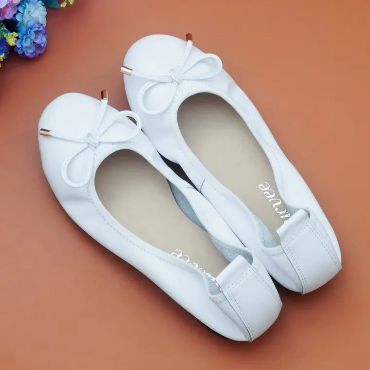 2024 Women Leather Breathable Ladies Comfortable Ballet Flats Driving Shoe Fashion Slip on Shallow Loafers Office Flat Boat Shoe