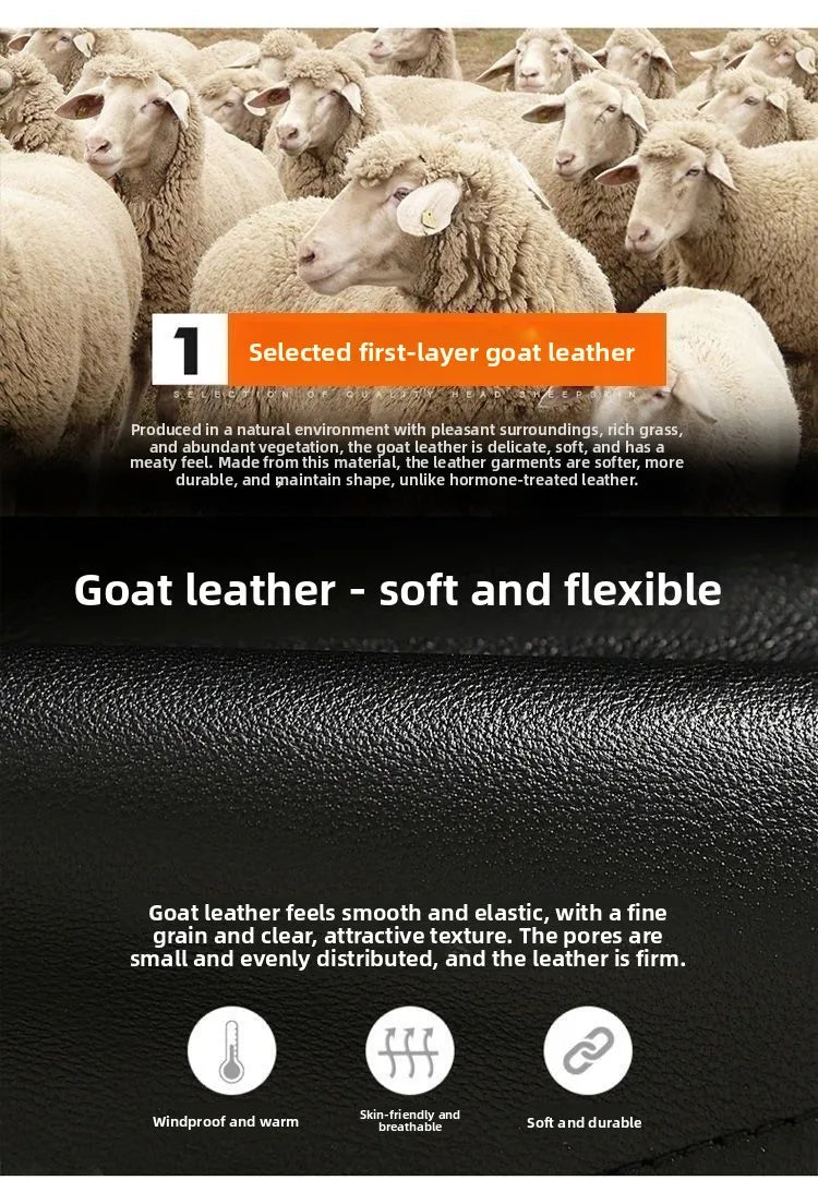 Warmth Thiened Real Leather Jaet Men's Casual Busin Sle eepskin Coat Dad Coat Loose Fit Winter Outerwear