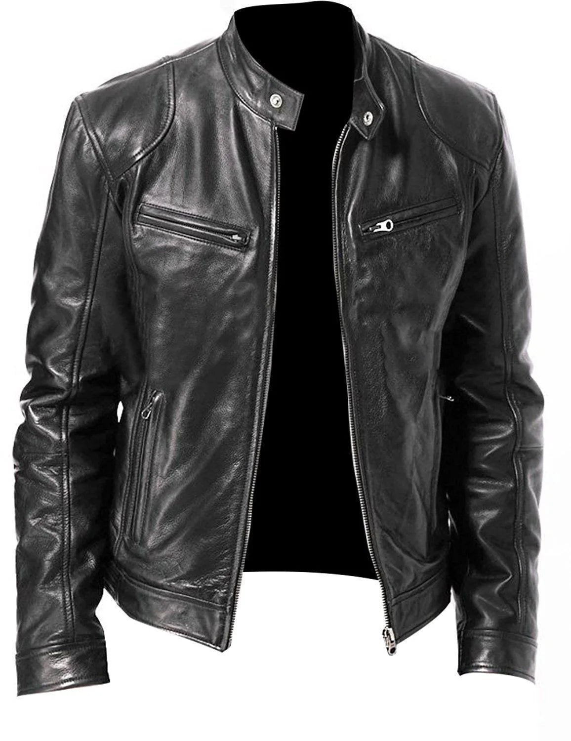 New Men's Leather Jackets Autumn Winter Slim High Quality Motorcycle PU Jacket Man Business Fleece Warm Black Leather Coats