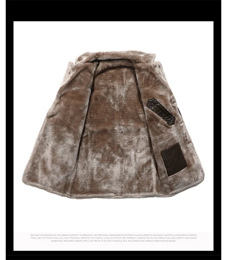 Winter Men's Leather Jacket Oversized Fur Long Coats High Quality PU Leather Thicken Fleece Casual Jacket Men Clothing A2F80818