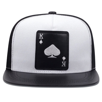King Leather Playing Card Embroidered Baseball Caps Hip Hop Caps For Men Women Outdoor Sun Hat Unisex Adjustable Snapback Hats