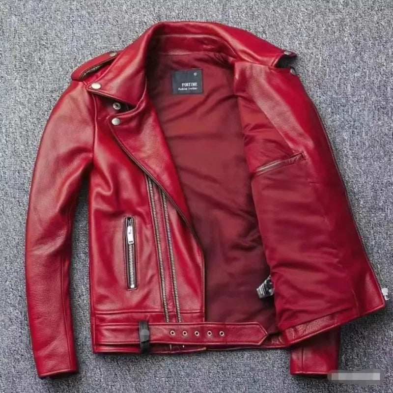 Men's Leather Jacket Fashionable Casual Coat Motorcycle Style Regular Cut Chinese Brand Stock AE New Autumn Winter Collection