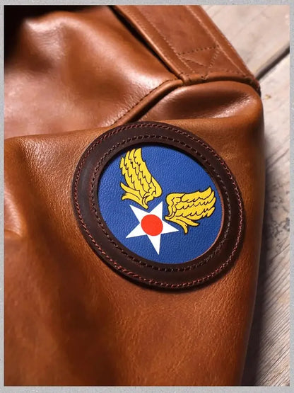 New Classical A-2 Oil Wax Cowhide Men's Genuine Leather Jacket Luxury Brown Excape Bomber Rider  Motorcycle Real Leather Coats