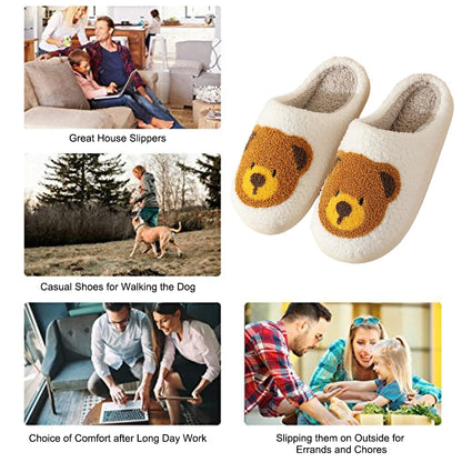 Cute Bear Slippers Fluffy Winter House Shoes Lightweight Women Winter Slippers Bedroom Slippers Cozy Soft Plush Home Slippers