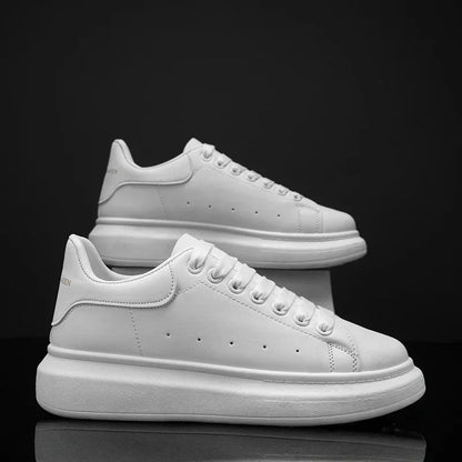 White Leather Men Casual Shoes Platform Outdoor Mens Walking Running Sneakers Breathable Board Shoes Women Tennis Sport Shoes