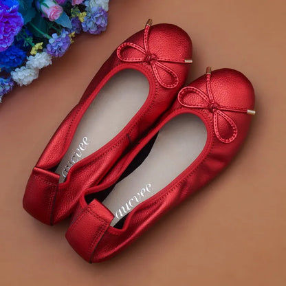 2024 Women Leather Breathable Ladies Comfortable Ballet Flats Driving Shoe Fashion Slip on Shallow Loafers Office Flat Boat Shoe