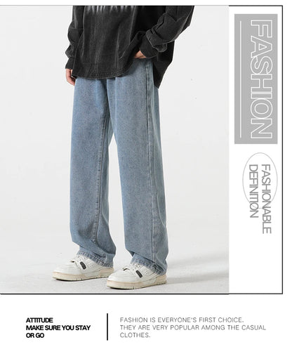 Jeans men's spring and summer 2025 new style trend straight versatile casual pants loose wide-leg mopping trousers