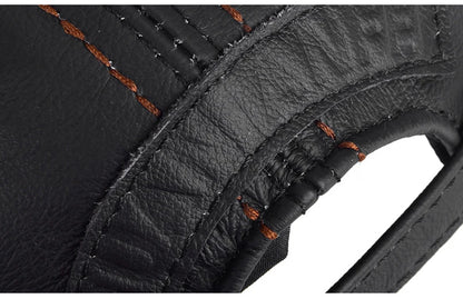 Men Real Cowhide Leather Earlap Caps Male Fall Winter 100% Real Cow Leather Hats New Casual Real Leather Outdoor Baseball Cap