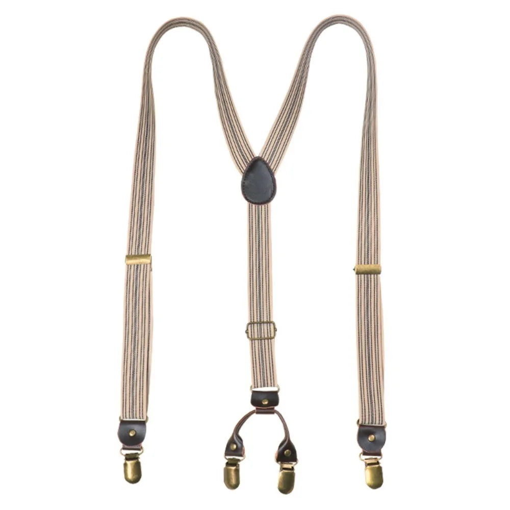 Casual Retro Suspenders for Men Metal Clip British Style Y-Type Suspenders Suit Accessories Anti-slip Stripe Suspender Clip Men