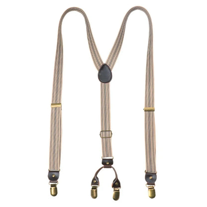 Casual Retro Suspenders for Men Metal Clip British Style Y-Type Suspenders Suit Accessories Anti-slip Stripe Suspender Clip Men