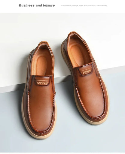 Men's Top Layer Cowhide Leather Shoes Casual Men's Shoes Soft Sole Comfortable Genuine Leather Men's Driving Shoe Zapatillas