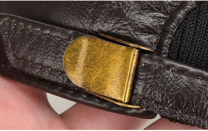 Hot Sale Casual Real Leather Earflap Cap Men's Real Cowhide Leather Caps Male Fall Winter Genuine Real Cow Leather Baseball Hats