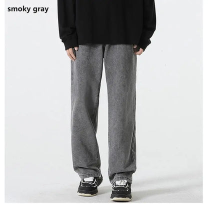 Jeans men's spring and summer 2025 new style trend straight versatile casual pants loose wide-leg mopping trousers