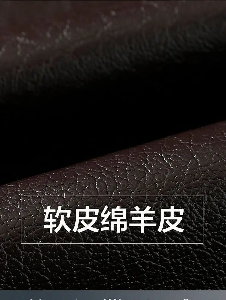 Natural Leather Jacket For Men Fur Thick Loose Plus Velvet Winter Black Leather Coats Male Sheepskin Coat Man With Fur Collar