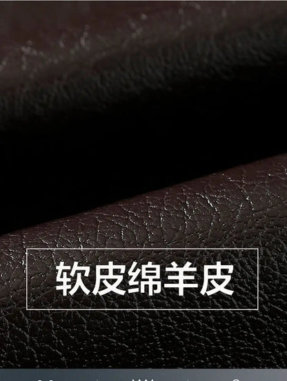 Natural Leather Jacket For Men Fur Thick Loose Plus Velvet Winter Black Leather Coats Male Sheepskin Coat Man With Fur Collar