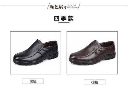 Genuine Leather Men Casual Shoes Luxury British Business Men Shoes Fashion Round Toe Lace Up Autumn Winter Old Man's Footwear