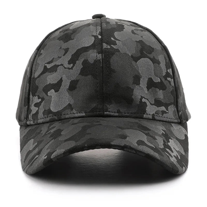 Leather Suede PU Camouflage Baseball Cap Men and Women Autumn Winter Hip Hop Adjustable Outdoor Snapback Hat