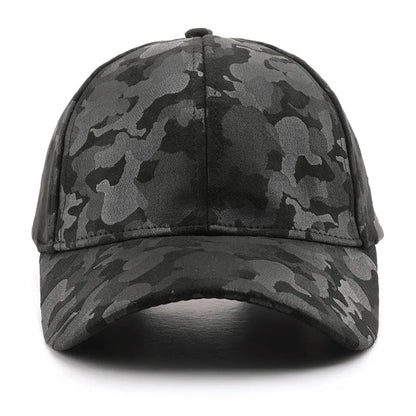 Leather Suede PU Camouflage Baseball Cap Men and Women Autumn Winter Hip Hop Adjustable Outdoor Snapback Hat