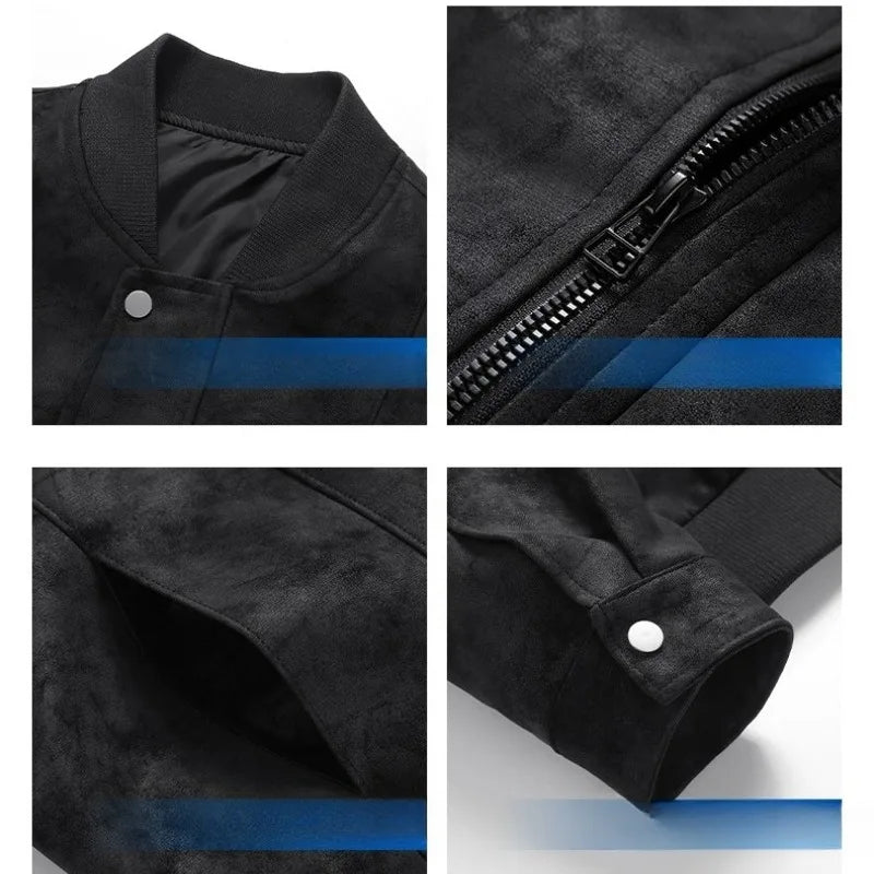 Mens Leather Jacket Suede Coats Waterproof Soft Shell Windbreaker Streetwear Moto Autumn Winter Jacket Men Clothing Mens Jacket