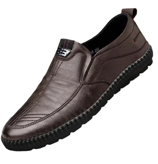 Leather Men Shoes Breathable Business Summer Slip on Loafers Man Casual Black Flats Driving Walking Shoes Moccasins