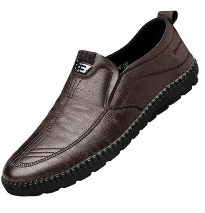Leather Men Shoes Breathable Business Summer Slip on Loafers Man Casual Black Flats Driving Walking Shoes Moccasins